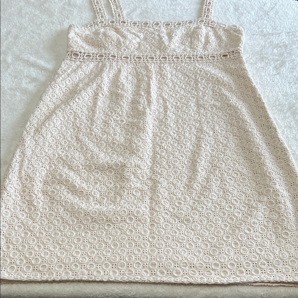 Ivory / Cream Embroidered Sleeveless Dress Knee Length Cocktail Wedding Size 12 - Picture 11 of 14